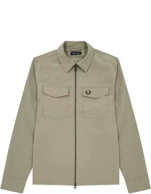 Fred Perry Logo-embroidered Crinkled Nylon Overshirt - Taupe