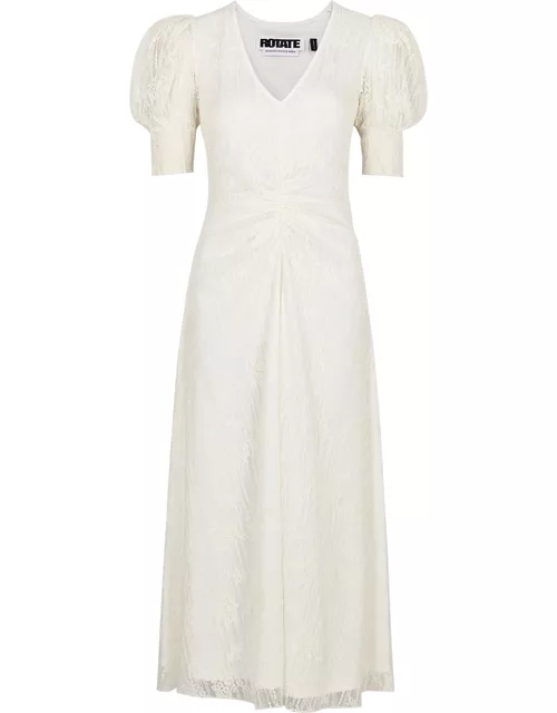 Rotate Birger Christensen Sierina White Lace Midi Dress, Dress, V-neck