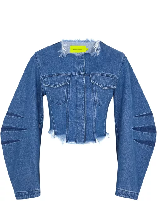 Marques' Almeida Frayed Cropped Denim Jacket - Blue - 8 (UK8 / S)