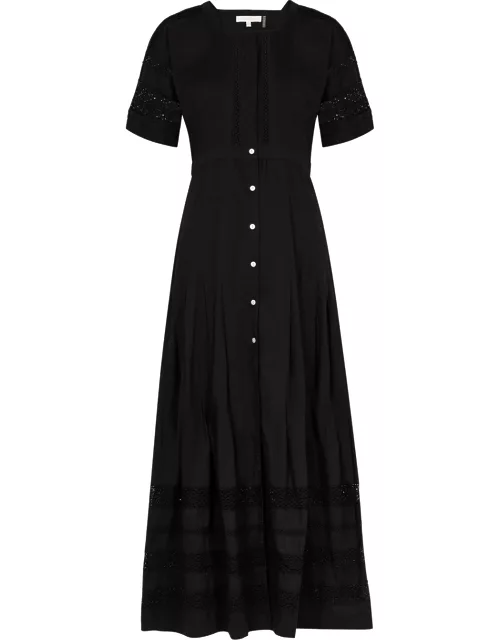 LoveShackFancy Edie Black Cotton Maxi Dress