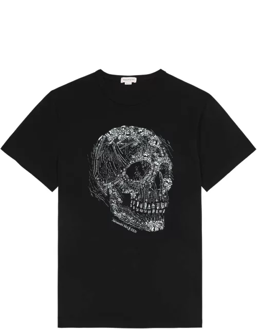 Alexander Mcqueen Crystal Skull Printed Cotton T-shirt - Black
