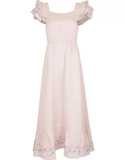 Helmstedt Brise Embroidered Linen-blend Maxi Dress - Light Pink