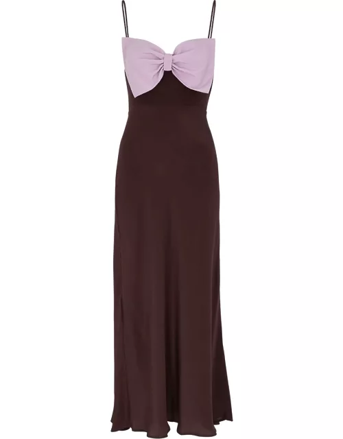 Rixo Leanna Bow-embellished Silk Dress - Brown