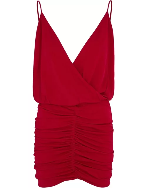 Retrofête Kai Red Ruched Stretch-jersey Mini Dress