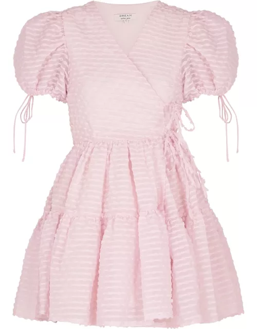 Sister Jane Abalone Pink Polka-dot Jacquard Mini Wrap Dress