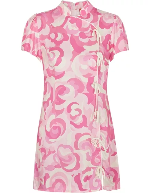 Kitri Harlow Pink Printed Satin Mini Dress