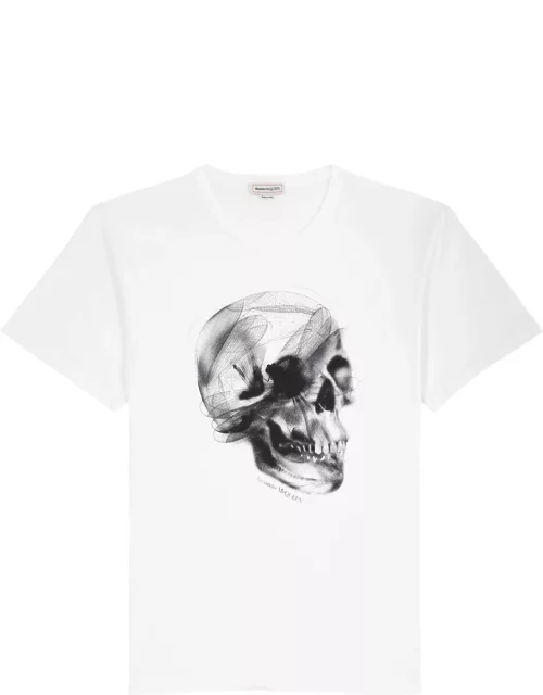 Alexander Mcqueen Dragonfly Skull Printed Cotton T-shirt - White And Black