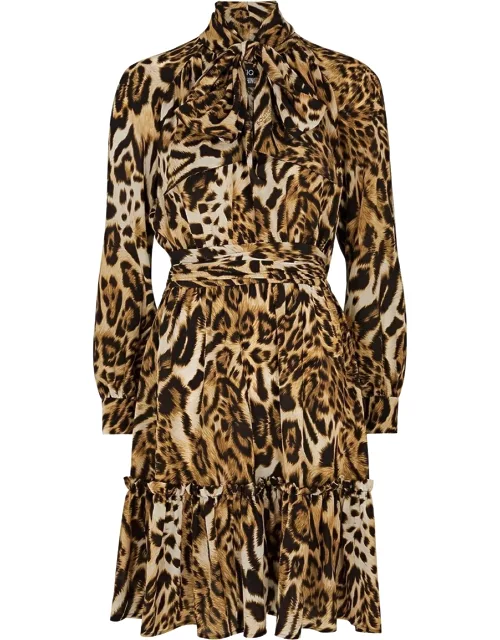 Boutique Moschino Leopard-print Silk Crepe De Chine Dress