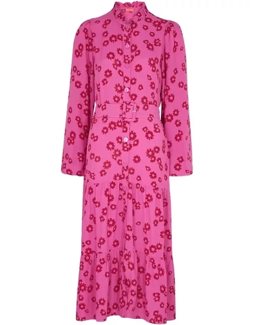 Kitri Lori Floral-print Belted Midi Dress - Pink