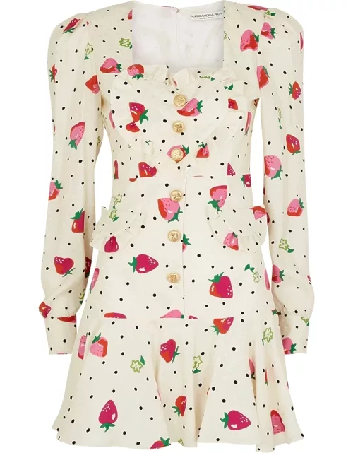 Alessandra Rich Strawberry-print Silk-jacquard Mini Dress - White