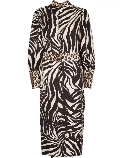 La Prestic Ouiston Simona Zebra-print Silk-twill Dress - Multicoloured