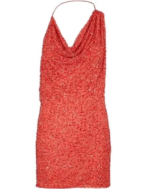 Retrofête Esme Red Sequin Mini Dress - Coral