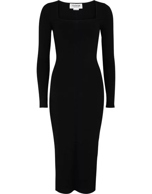 Victoria Beckham VB Body Black Stretch-knit Midi Dress