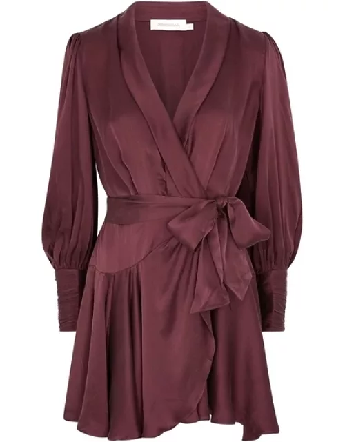 Zimmermann Burgundy Silk-satin Wrap Dress