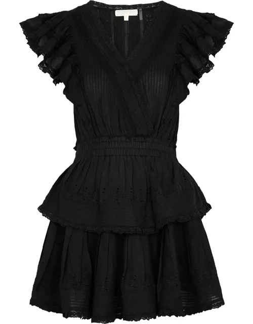 LoveShackFancy Gwen Black Cotton Mini Dress