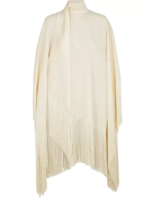 Taller Marmo Mrs Ross Ivory Fringed Crepe De Chine Dress - One