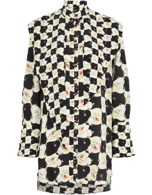 Alemais Venus Printed Silk-chiffon Mini Dress - Black - 10 (UK10 / S)