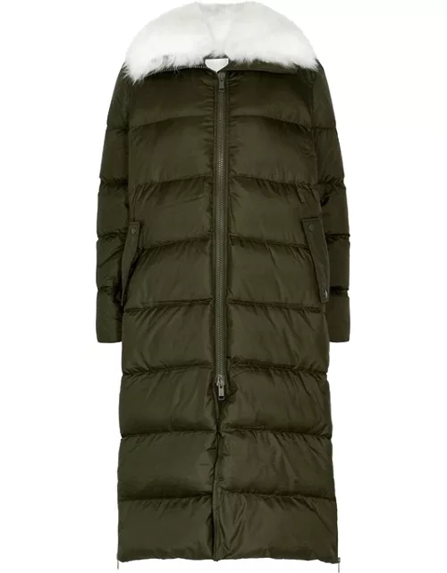 Yves Salomon Army Green Quilted Shell Coat - Khaki