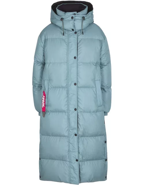 Yves Salomon Blue Reversible Quilted Shell Coat