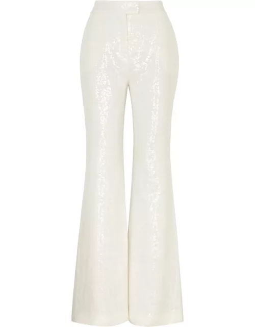Galvan Lisbon Bridal Sequin-embellished Trousers - Off White - 40 (UK12 / M)