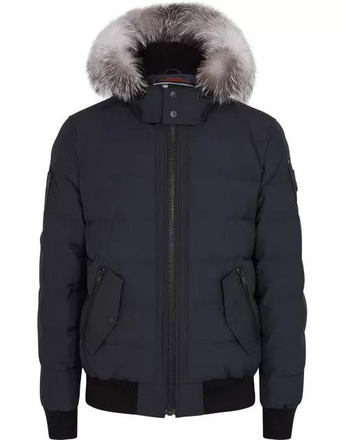 Moose Knuckles Scotchtown Fur-trim Quilted Shell Jacket, Jacket, Navy