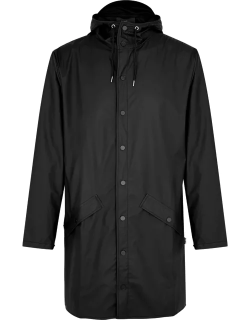 Rains Long Matte Black Rubberised Raincoat
