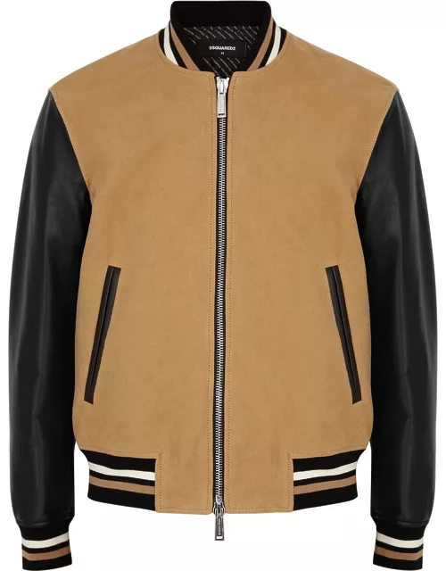 Dsquared2 Icon Brown Brushed Cotton Varsity Jacket - Beige