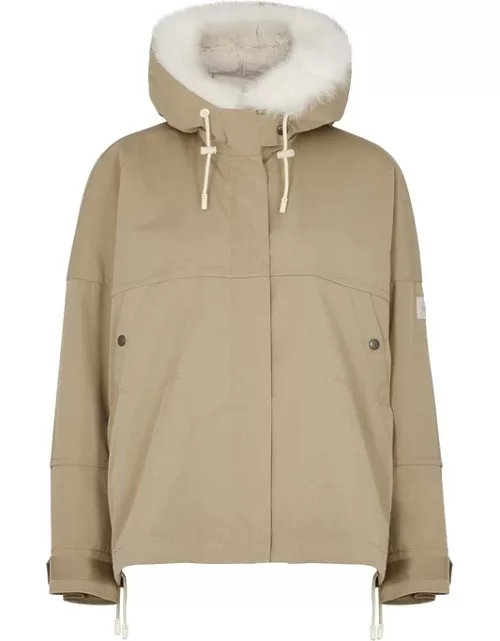 Yves Salomon Army Sand Fur-lined Cotton-blend Jacket - Beige