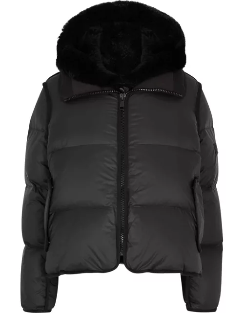 Yves Salomon Army Black Fur-trimmed Quilted Shell Jacket