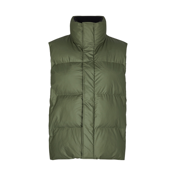 Rains Quilted Rubberised Gilet - DARK GREEN - XS
