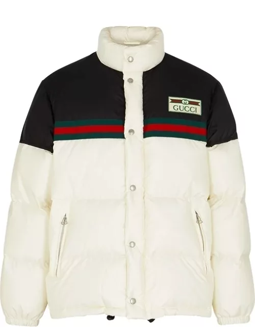 Gucci Panelled Quilted Shell Jacket, White, Jacket, Quilted, High Neck