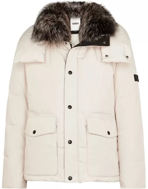 Yves Salomon Cream Quilted Fur-trimmed Shell Jacket - 46