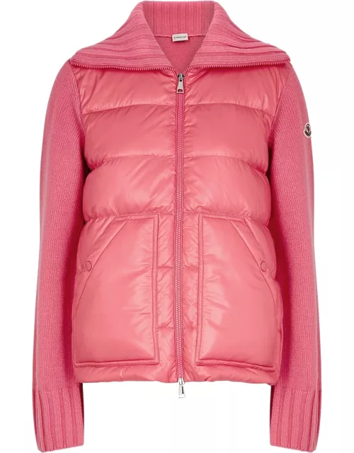 Moncler Pink Quilted Shell And Wool Jacket, Jacket, Pink, Quilted