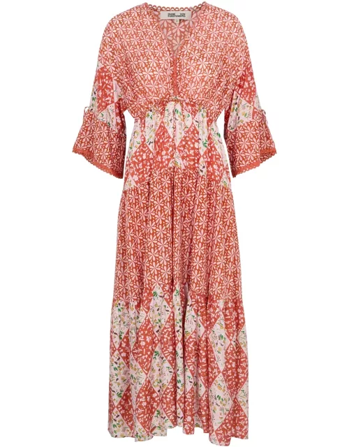 Diane Von Furstenberg Boris Patchwork Cotton-blend Midi Dress - Multicoloured - L (UK14 / L)