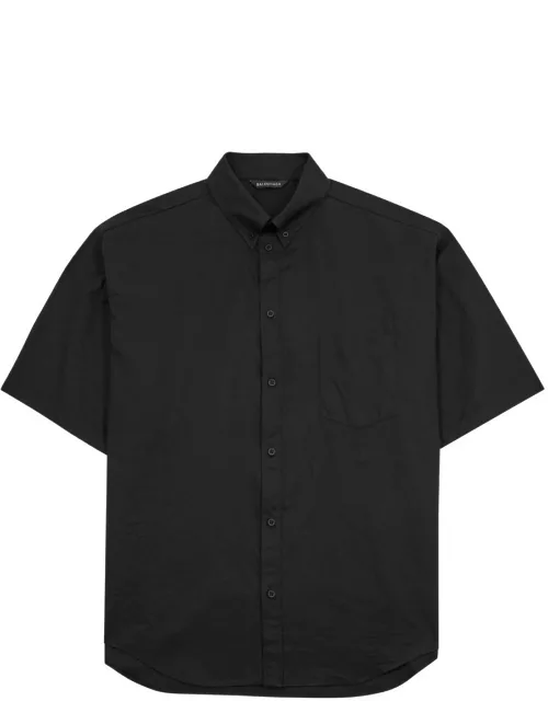 Balenciaga Tape Logo Cotton-poplin Shirt - Black - 15 3