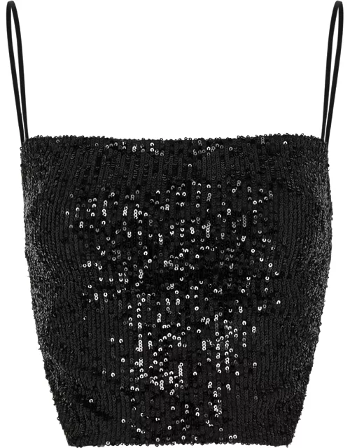 IN The Mood For Love Sense Black Sequin Cropped Top