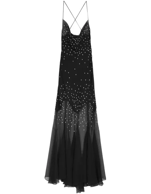 Rabanne Crystal-embellished Satin and Chiffon Gown - Black - 38 (UK10 / S)