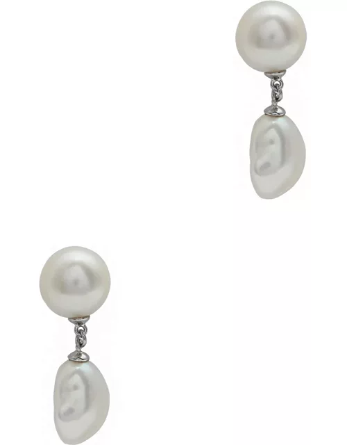Kenneth Jay Lane Baroque Pearl and Sterling Silver Drop Earring