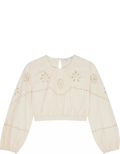 Rhode Adeline Cream Cropped Broderie Anglaise Top