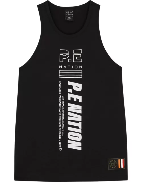 P.E Nation Accelerate Black Logo-print Cotton Tank