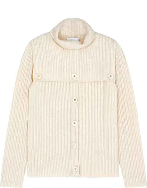 Rosetta Getty Dickie Ivory Textured-knit Cashmere Cardigan