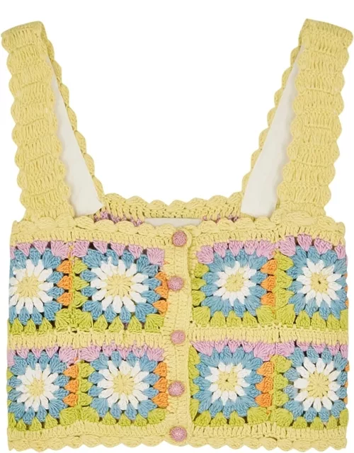 Alemais Petra Cropped Crochet Cotton Top - Multicoloured