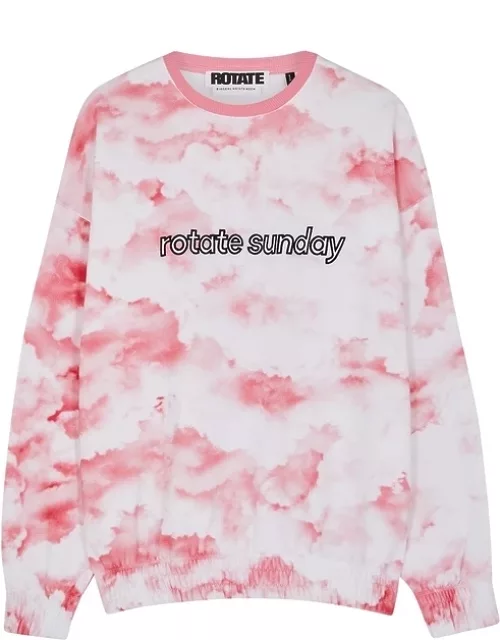 Rotate Sunday Iris Tie-dyed Logo-embroidered Cotton Sweatshirt - Pink