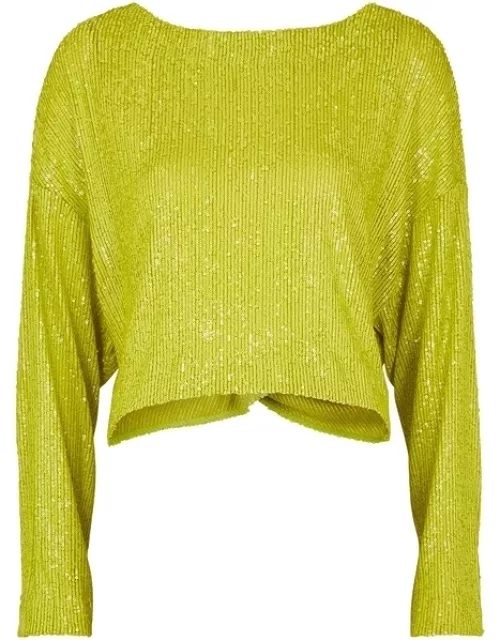 IN The Mood For Love Coco Lime Cropped Sequin Top