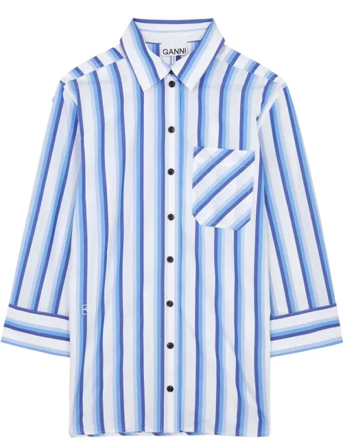 Ganni Striped Cotton-poplin Shirt - Blue - 42 (UK14 / L)