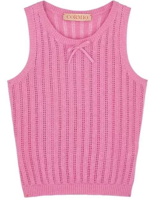 Cormio Rossana Pink Pointelle-knit Tank