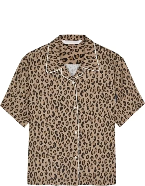 Palm Angels Leopard-print Viscose Shirt - Beige