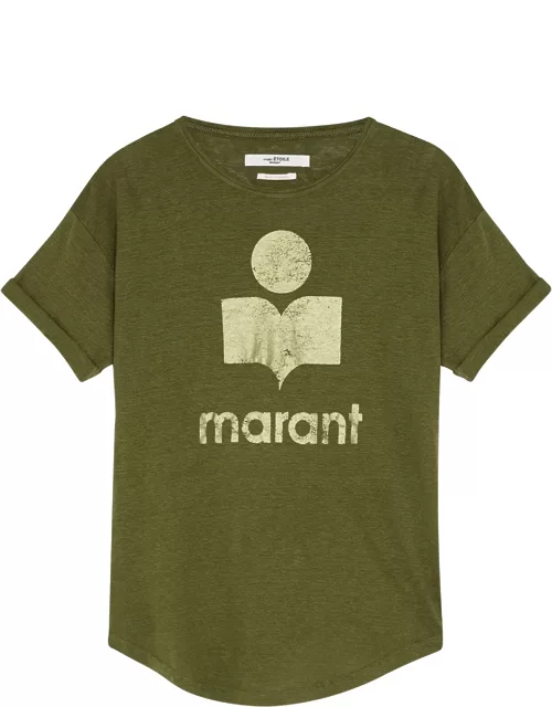 Isabel Marant Étoile Koldi Logo-print Linen T-shirt - Khaki
