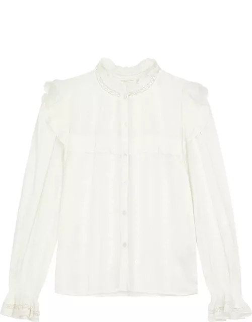 Isabel Marant étoile Jatedy Ruffled Cotton-blend Blouse - White - 42 (UK14 / L)