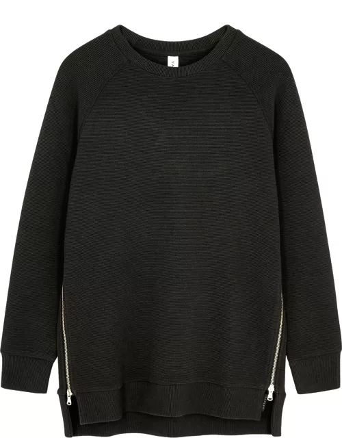 Varley Manning Black Ribbed Jersey Sweatshirt